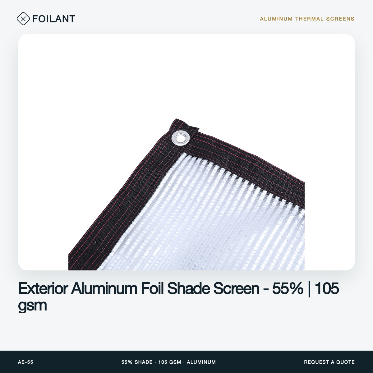 Exterior Aluminum Foil Shade Screen - 55% | 105 gsm