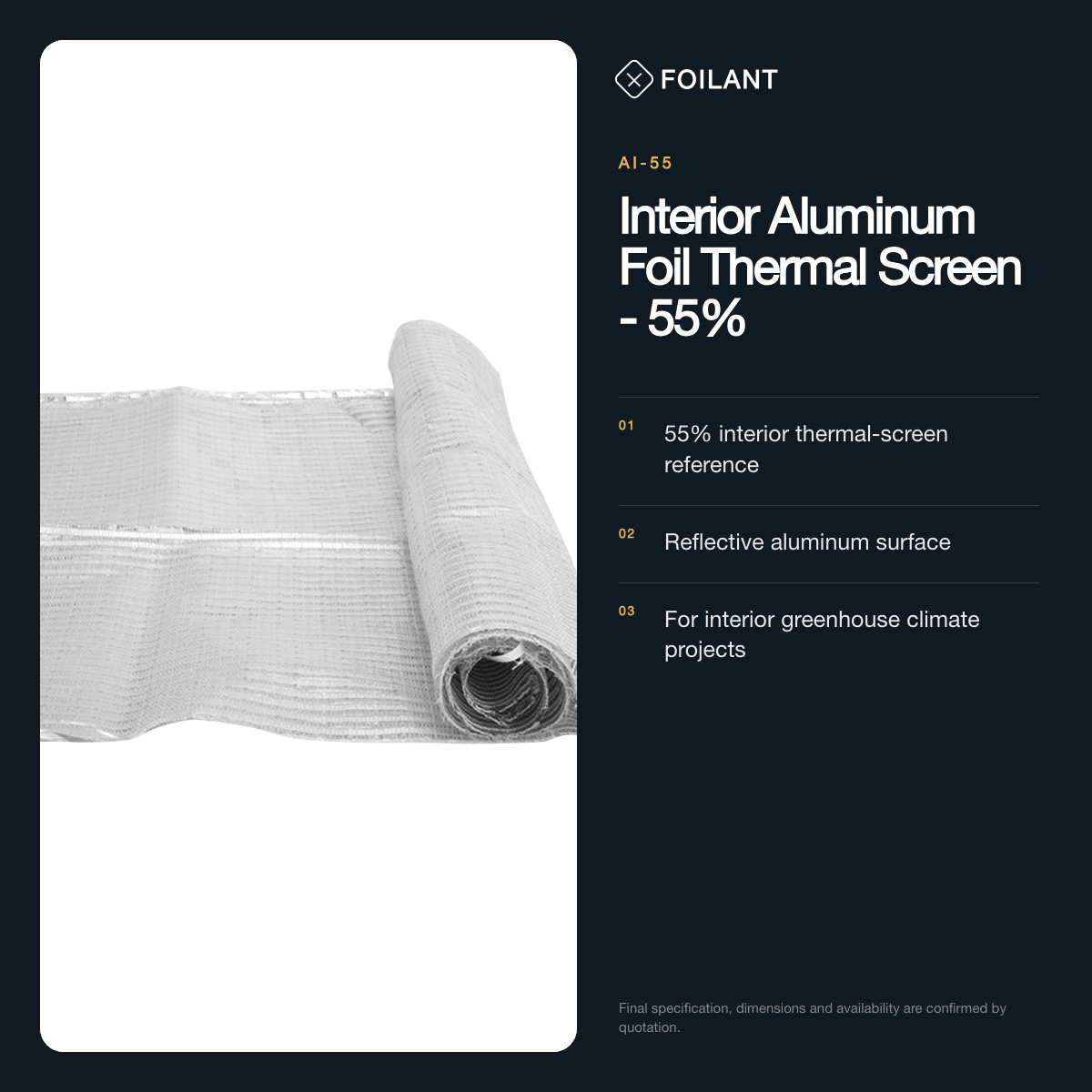 Interior Aluminum Foil Thermal Screen - 55% view 2
