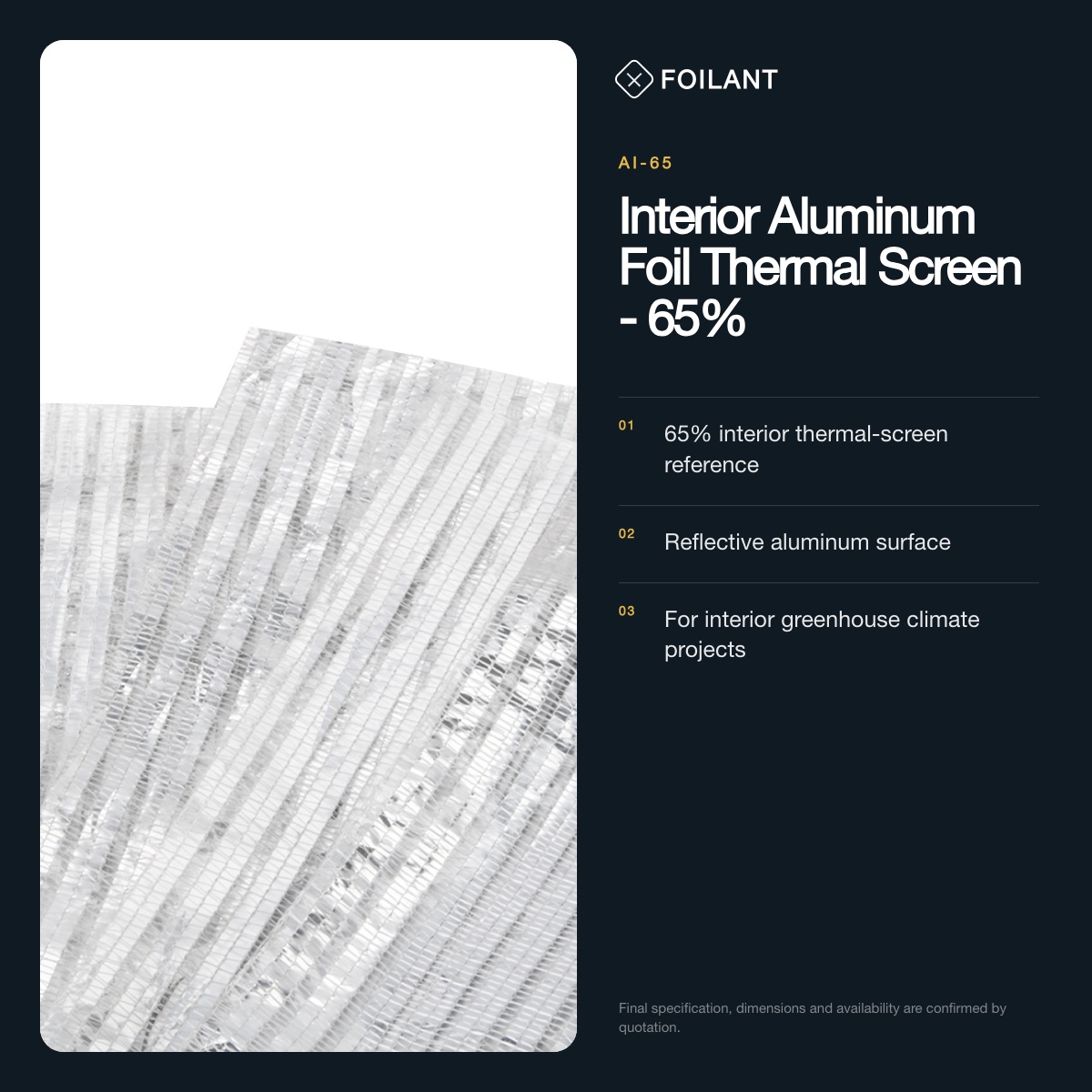 Interior Aluminum Foil Thermal Screen - 65% view 2