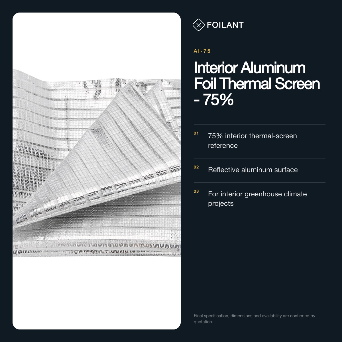 Interior Aluminum Foil Thermal Screen - 75% view 2