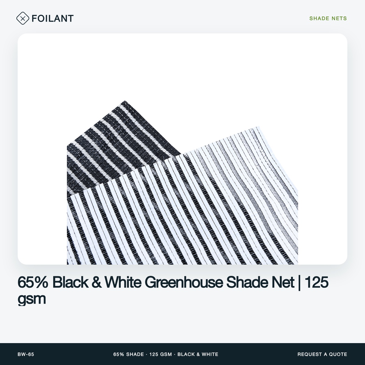 65% Black & White Greenhouse Shade Net | 125 gsm