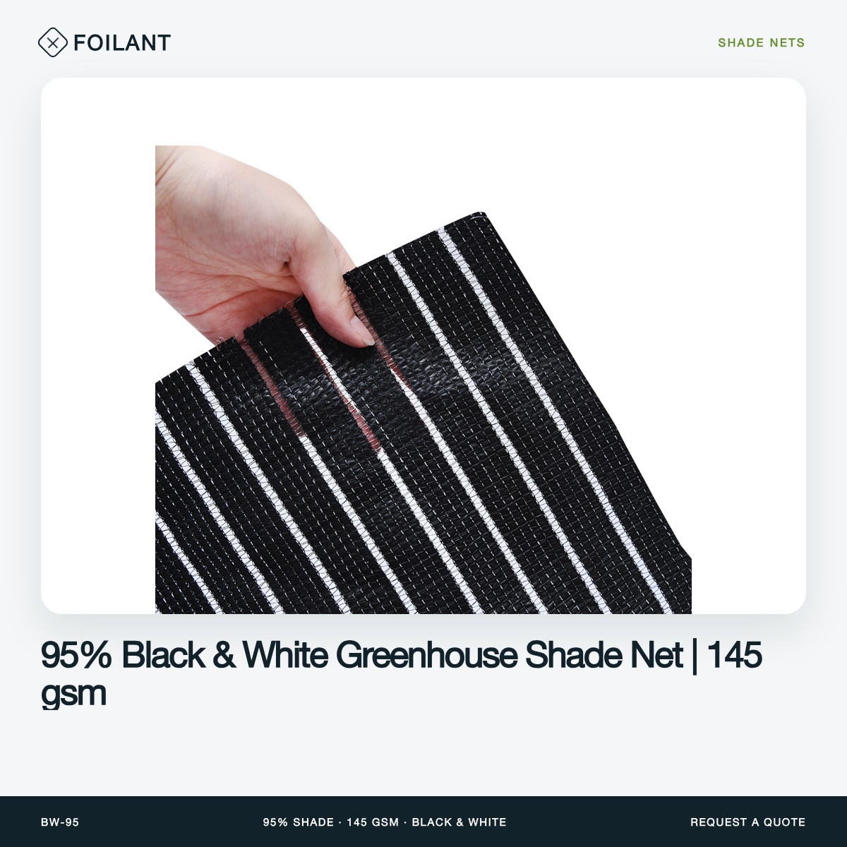 95% Black & White Greenhouse Shade Net | 145 gsm