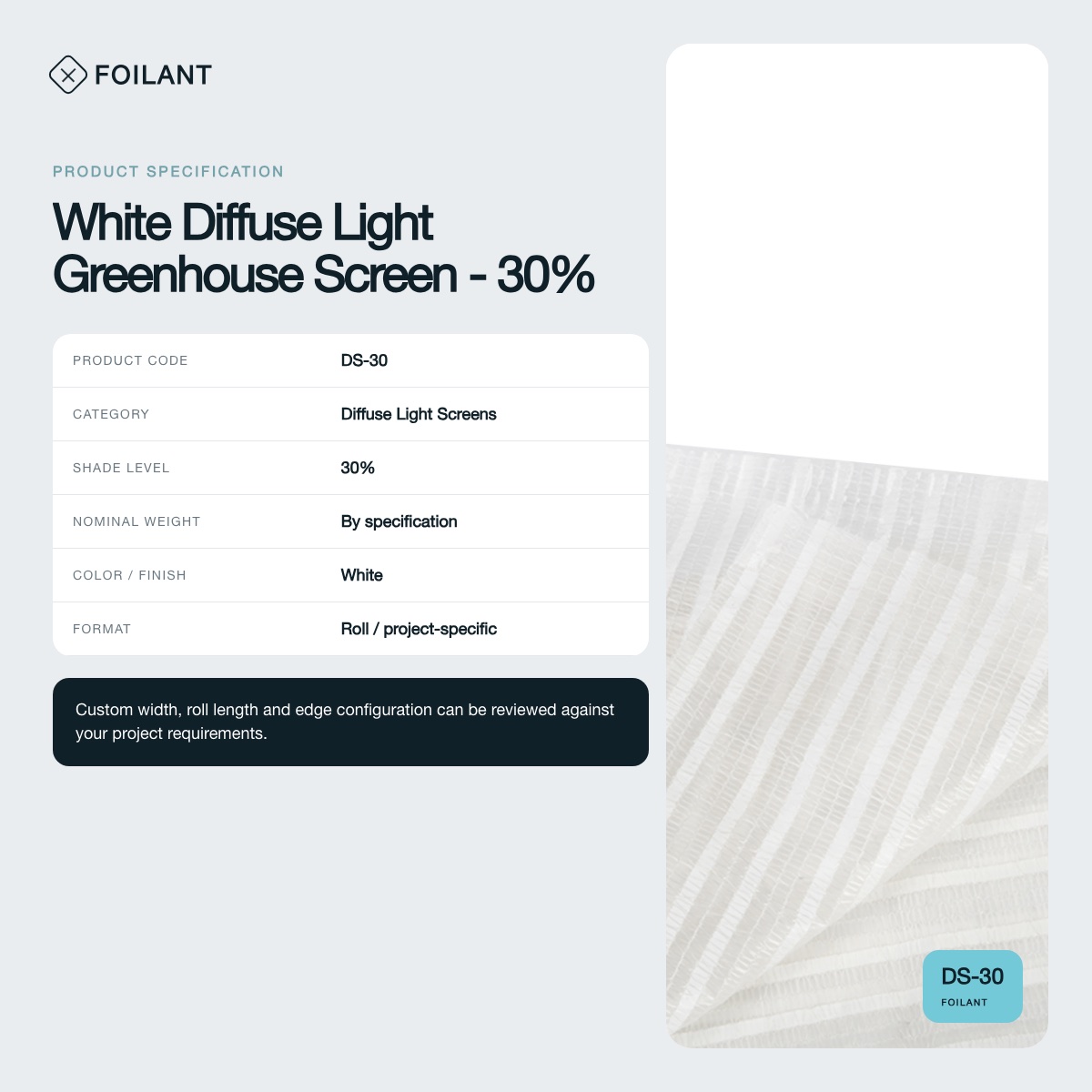 White Diffuse Light Greenhouse Screen - 30% view 3