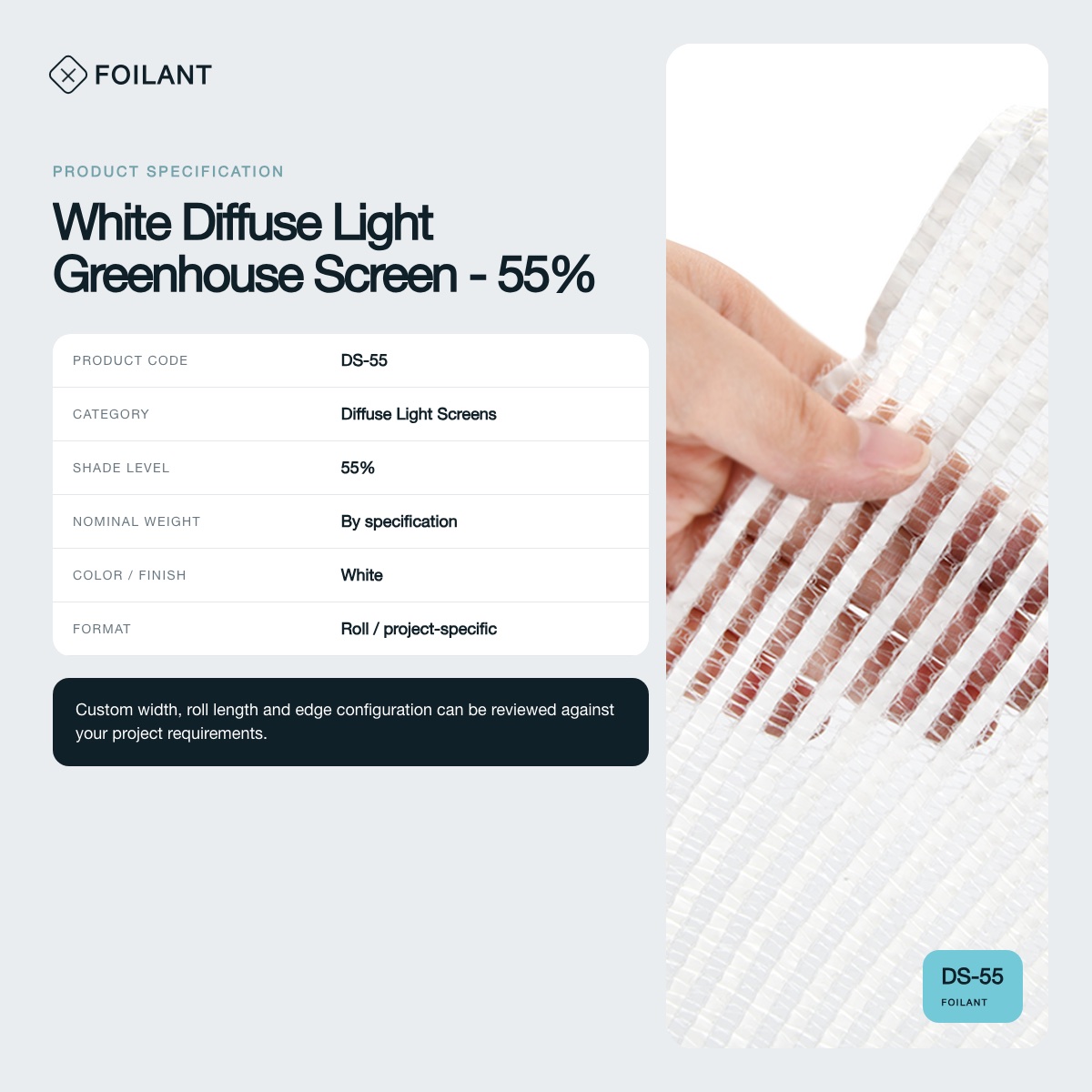 White Diffuse Light Greenhouse Screen - 55% view 3