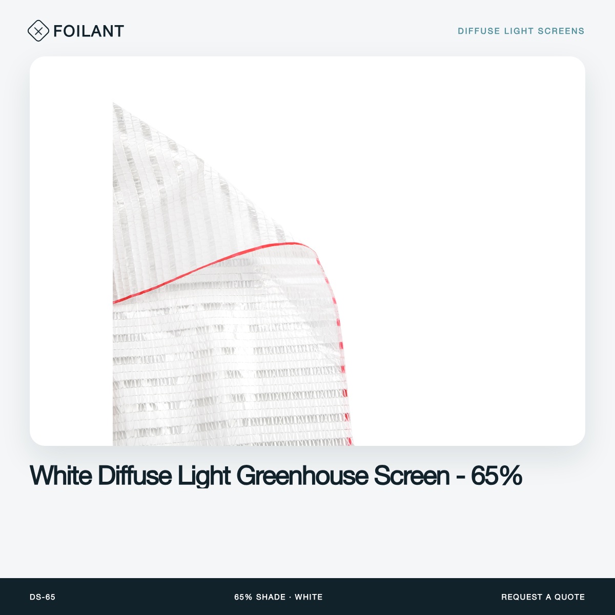 White Diffuse Light Greenhouse Screen - 65%