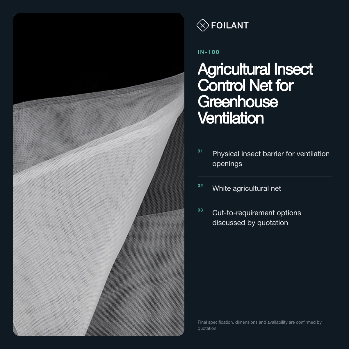 Agricultural Insect Control Net for Greenhouse Ventilation view 2