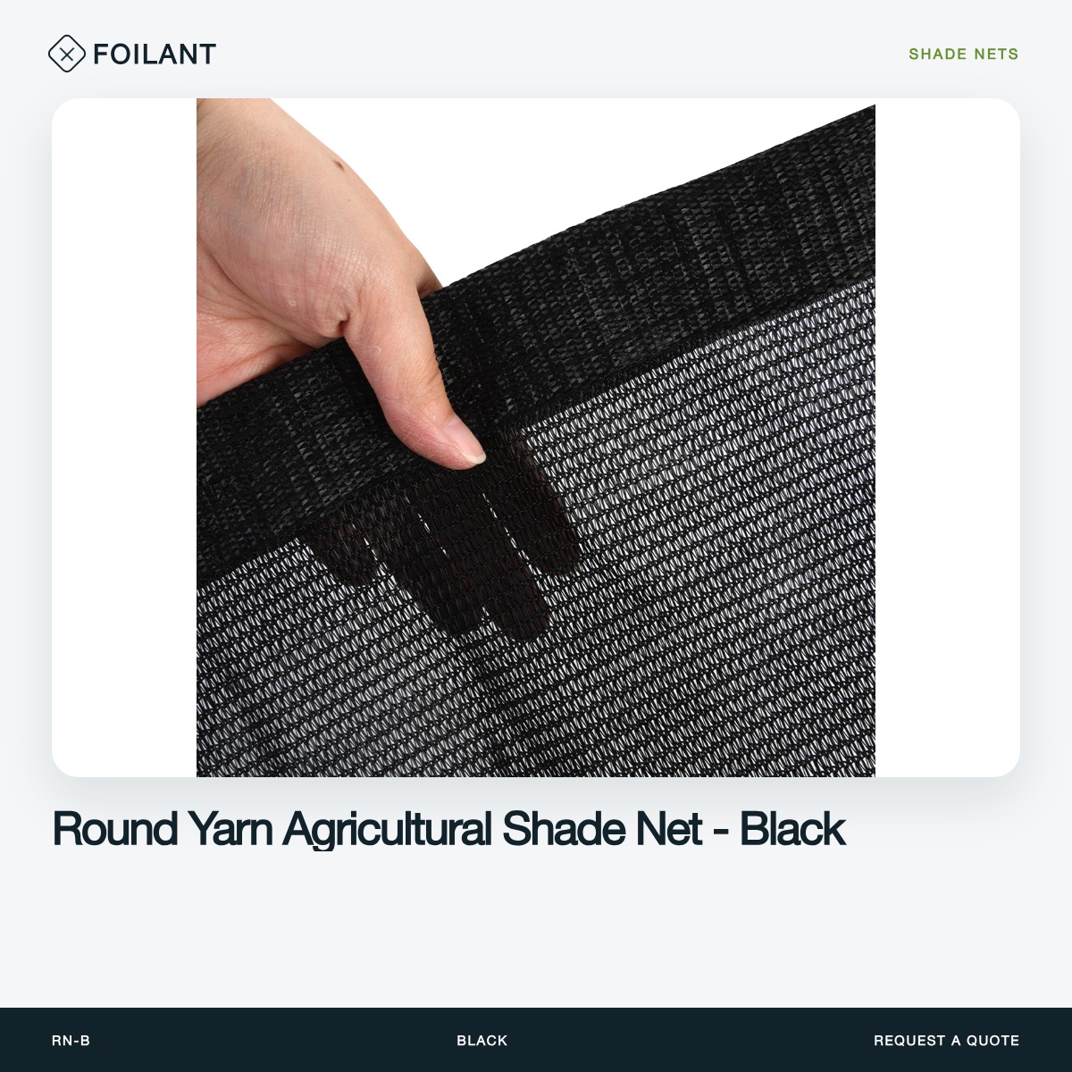 Round Yarn Agricultural Shade Net - Black
