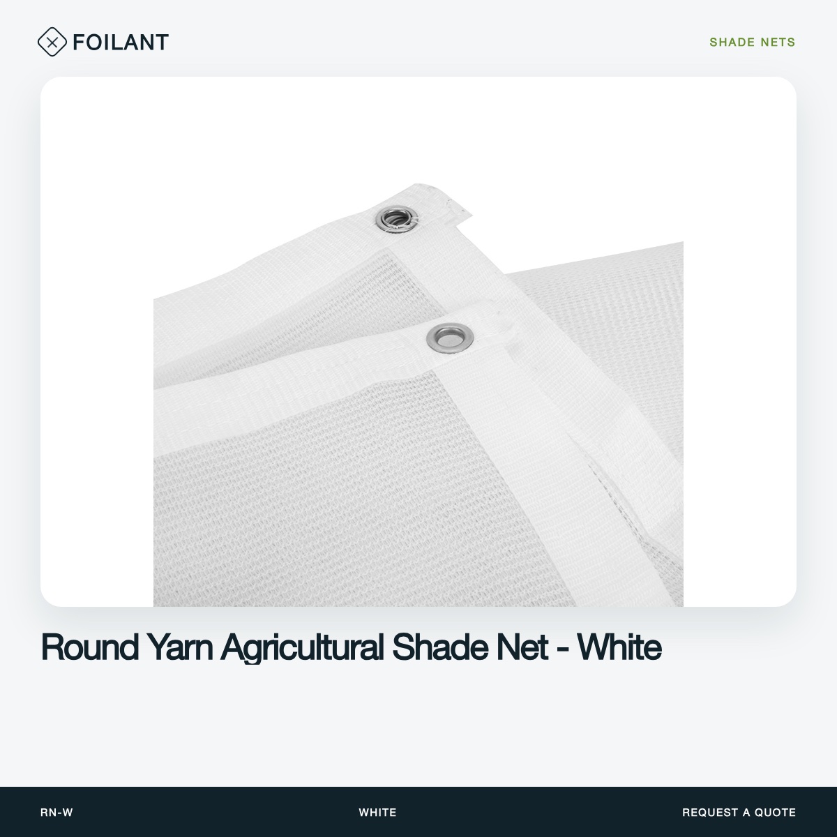 Round Yarn Agricultural Shade Net - White